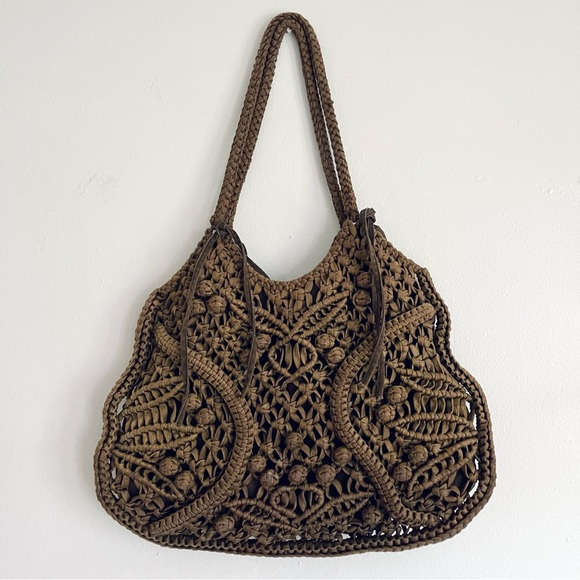 Made On Earth For David & Scotti Brown Macramé Boho Bag - Picture 2 of 11